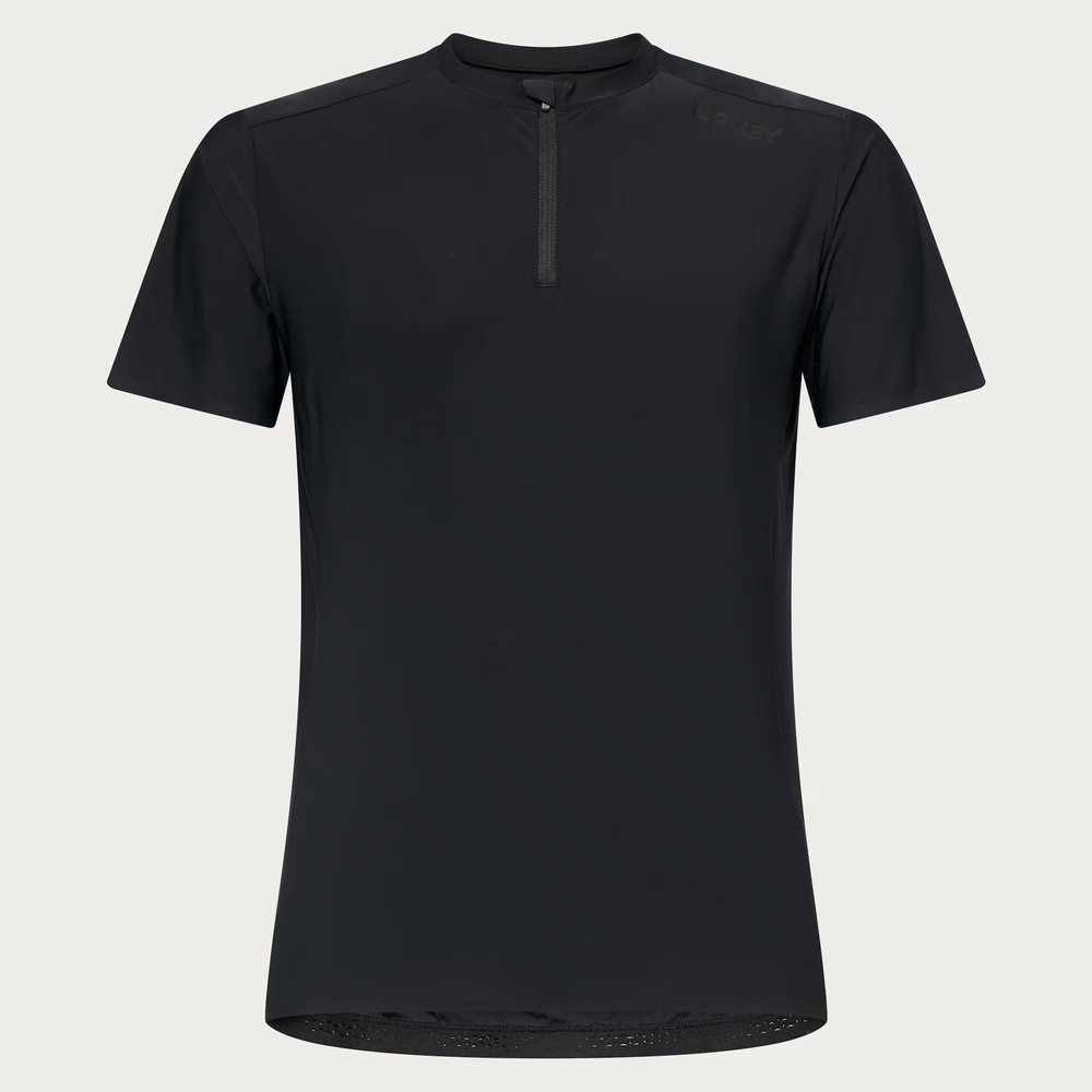 OAKLEY (オークリー) POINT TO POINT 1/4 ZIP JERSEY (ポイント トゥー ポイント 1/4ジップジャージ) 半袖ジャージ 02E.Blackout