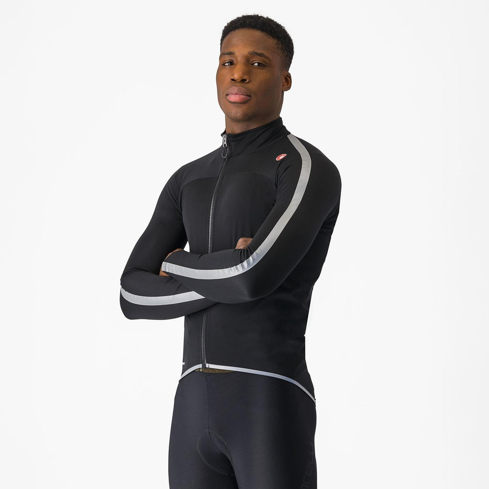 CASTELLI ( カステリ ) ULTRA RAIN CAPE ( ウルトラ レイン ケープ )  010 BLACK/SILVER REFLEX