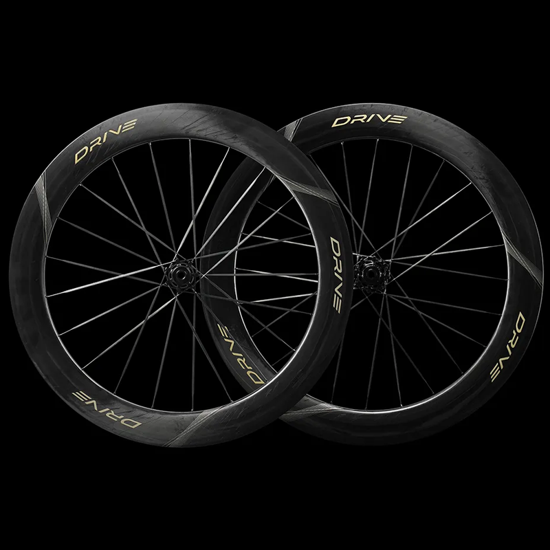 ELITEWHEELS（エリートホイール）DDRIVE II 65D (ドライブ2 65D) カーボンスポーク ディスクブレーキ ホイール前後セット ゴールドデカール