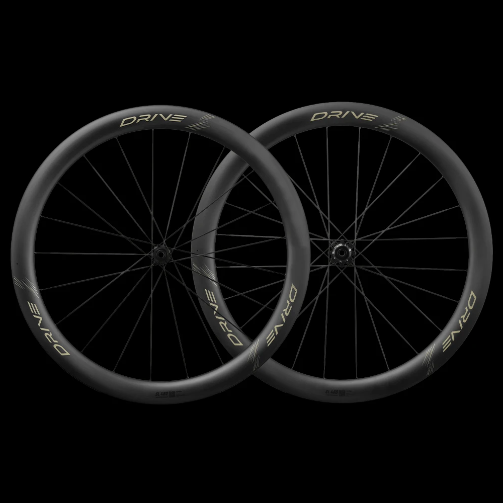 ELITEWHEELS (エリートホイール) DRIVE SL 48D CS (ドライブSL 48D CS) カーボンスポーク ディスクブレーキ ホイール前後セット ゴールドデカール