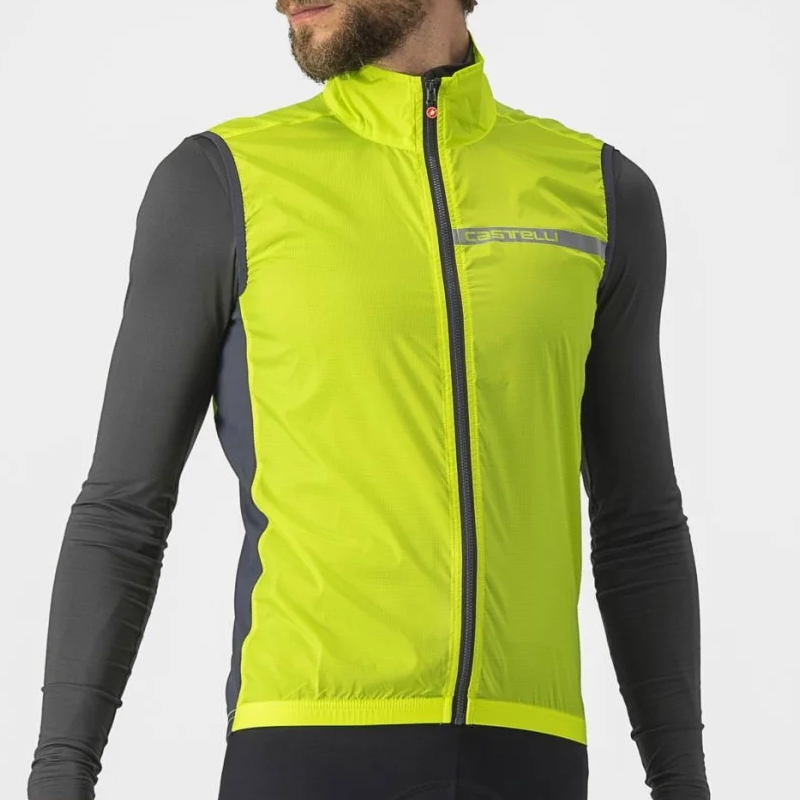 【SALE】CASTELLI (カステリ) 4521512 SQUADRA STRETCH VEST (スクアドラストレッチベスト) 383ELECTRIC LIME/DARK GRAY