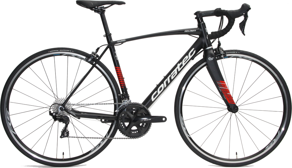 Corratec(コラテック) DOLOMITI 105 (ドロミテ105) 2023年モデル マットブラック/ホワイト リムブレーキ アルミロード完成車(Japan Assembly モデル)